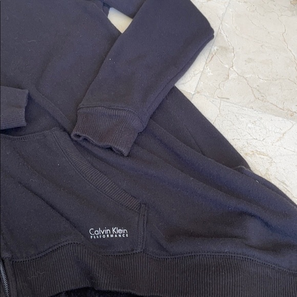 CALVIN KLEIN PERFORMANCE BLACK ASYMMETRICAL HOODIE - Picture 2 of 3